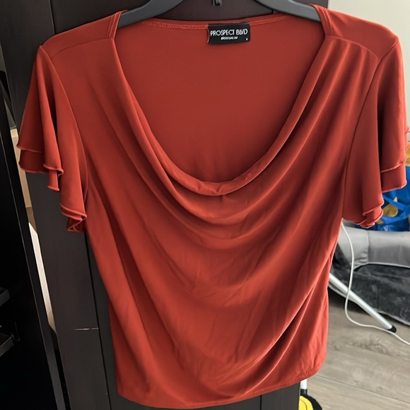 Swoop Neck, Burnt Orange/Brown Top. Fits like medium - Picture 2 of 9